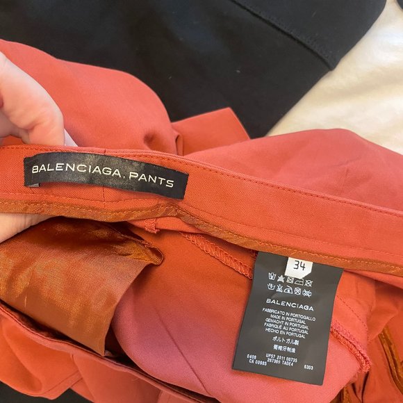 Balenciaga Straight Leg Dress Pants Sz 2 Rusted Orange Mid-Rise Trousers - Picture 3 of 10